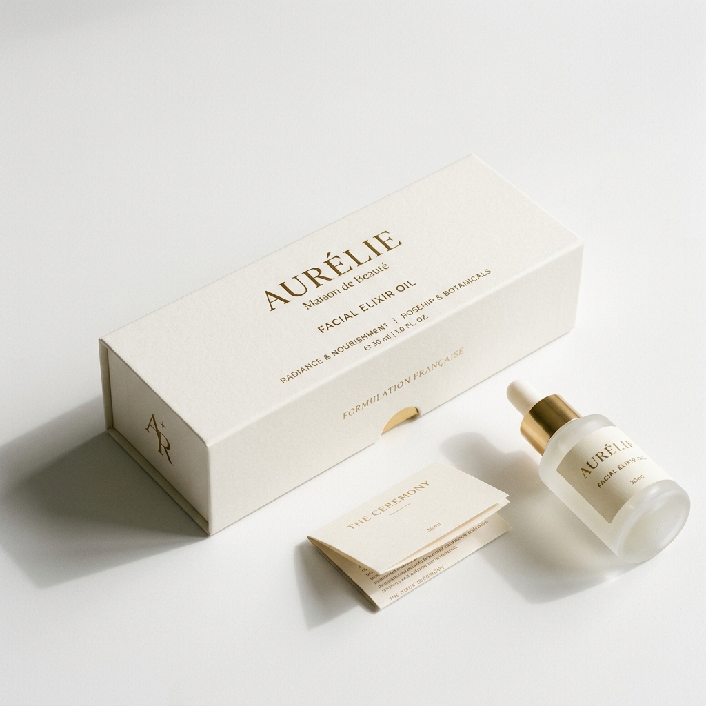 Aurélie Luxury Saree premium box packaging and branding visual